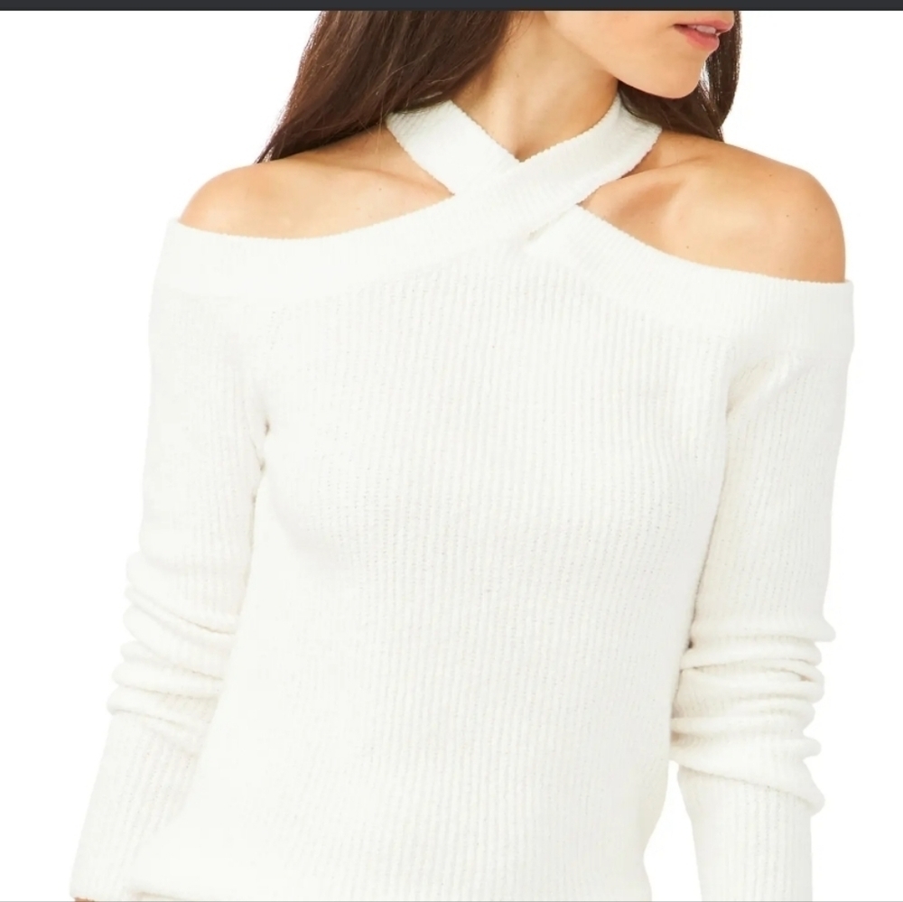 NWT 1.State Lightweight Crisscross Neckline Top Soft Ecru Size XS